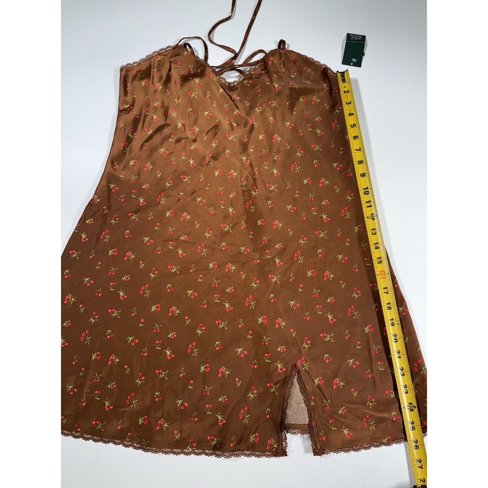 NWT Wild Fable Tie Back Slip Dress Shiny Brown Floral Satin with Lace Sz Large‎ - Picture 7 of 9